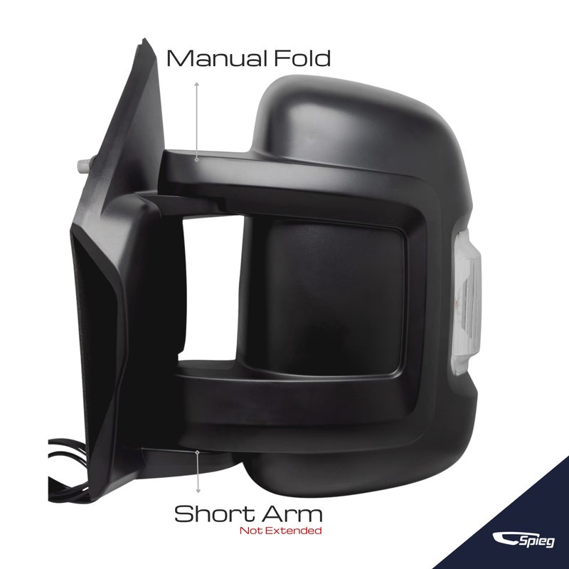 Spieg 2014-2022 Ram Promaster 1500 2500 3500 Driver Side Mirror Replacement | Left Side View Mirror Assembly Manual Non-Heated Turn Signal Light Temp Sensor | Textured Black Cover 4 Pins | CH1320417 - Image 2